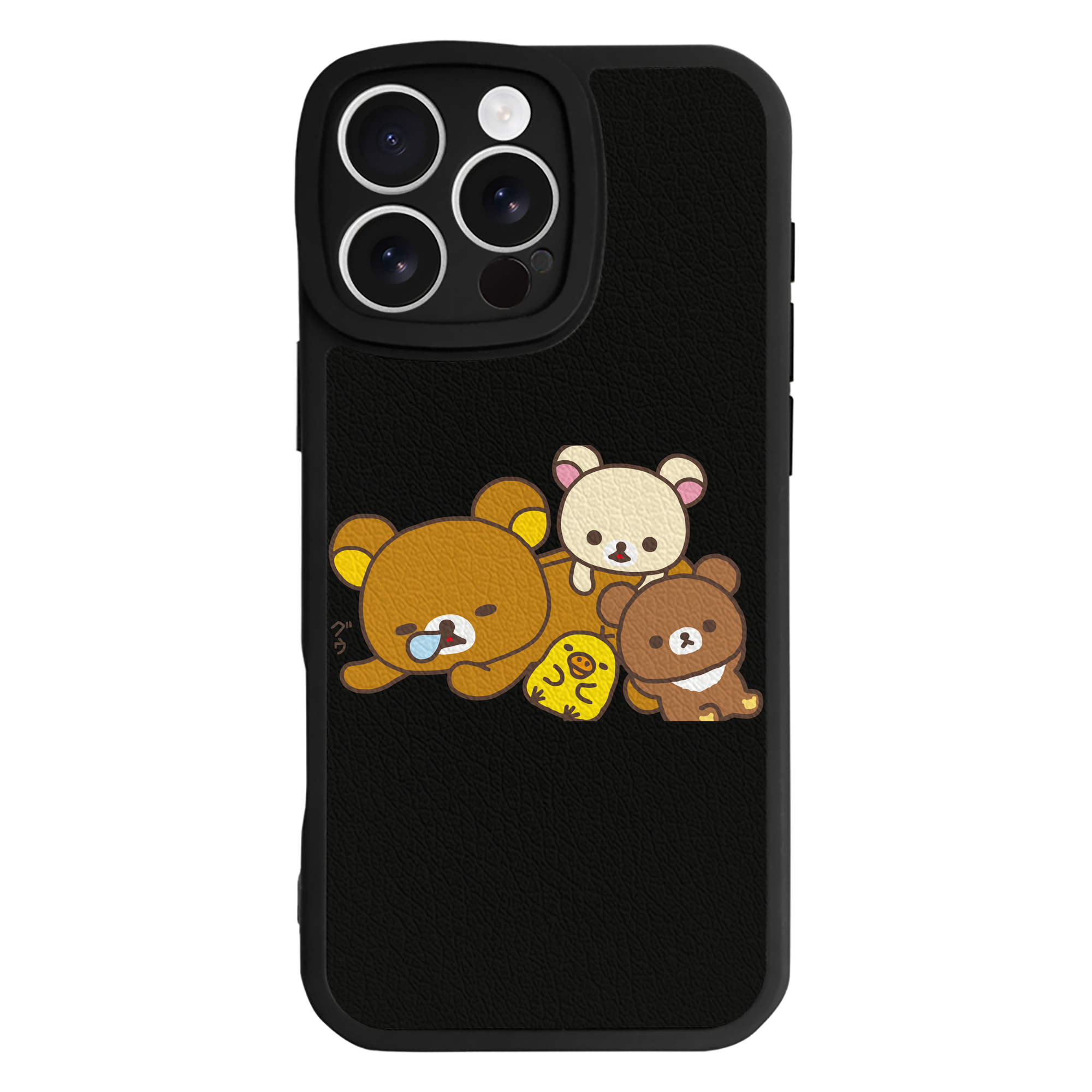 （画像用） リラックマ リラックマ キイロイトリ Rilakkuma Korilakkuma Kiiroitori 【iPhone 16シリーズ対応】シリコンスマホケース（レザー調） 材質：シリコン